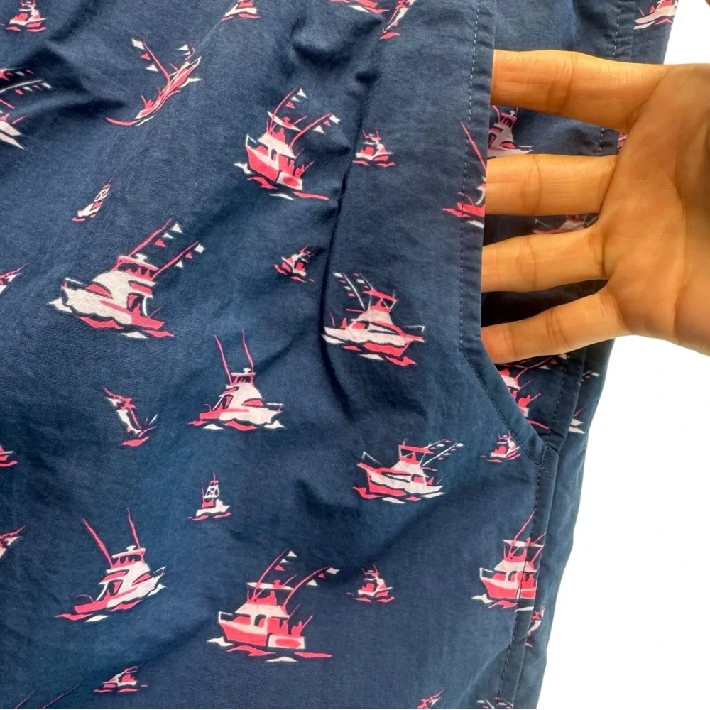 Columbia PFG Blue w/ Pink Sail Boats Swim Trunks Fishing Mesh Shorts Mens XL 132
